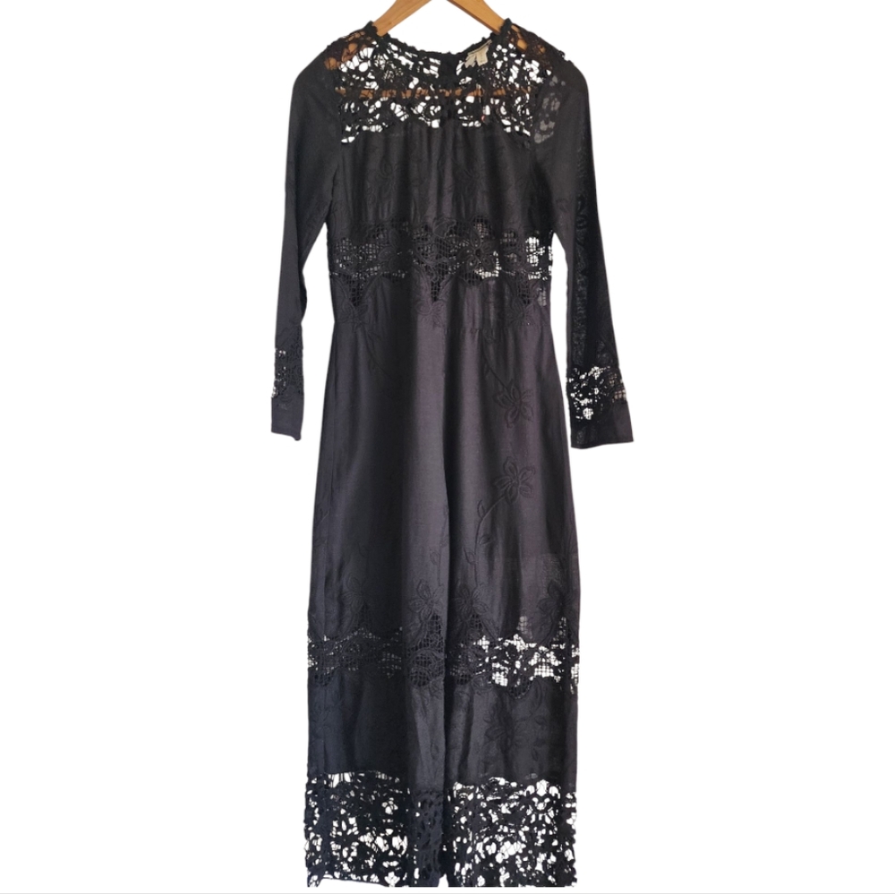 NWT Movint Elegant Black‎ Lace Cotton Jumpsuit Size XS